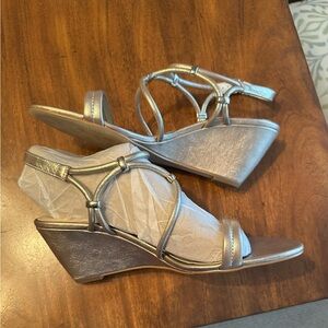 Isola Wedge Sandal- brand new never worn. Paid $105. Pretty light gold color